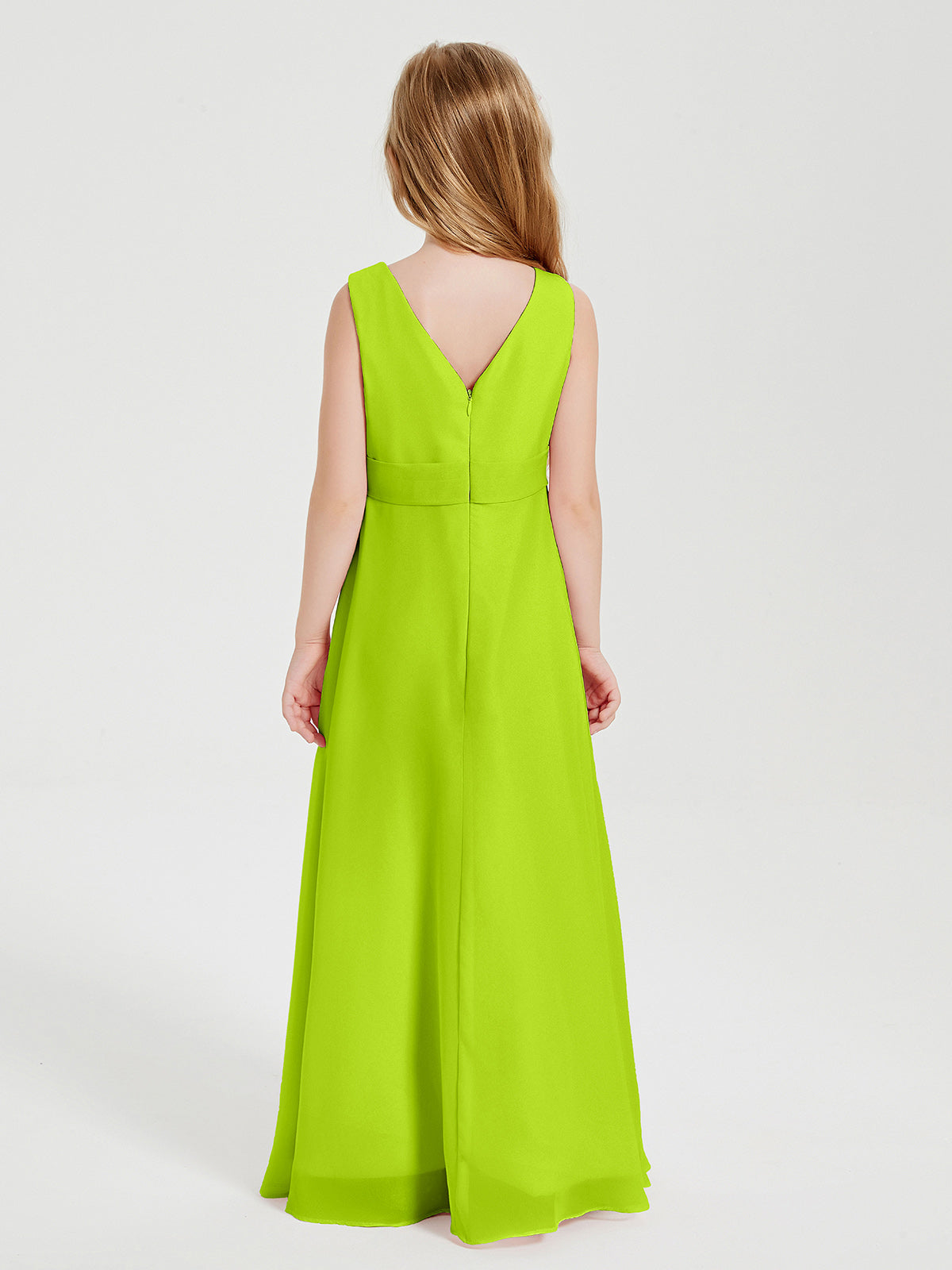 Boho Long Chiffon Bridesmaid Gown Lime Green